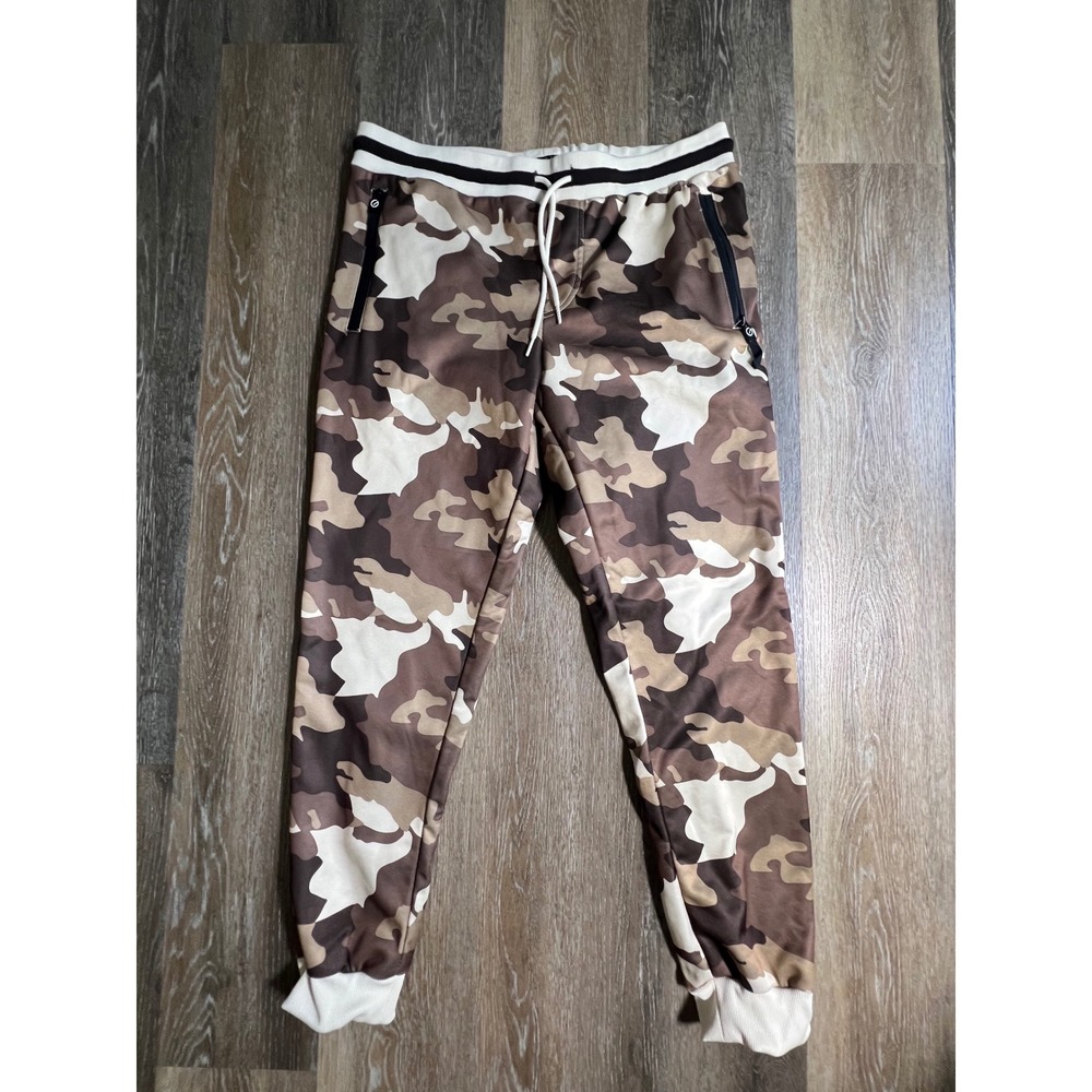 G-NET Camo Joggers‎ Mens Large Brown Camouflage Zipper Pocket Track Pants